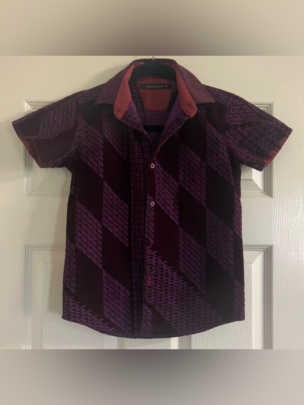 Manaola- Boys Purple Short-Sleeve Button-Down Shirt